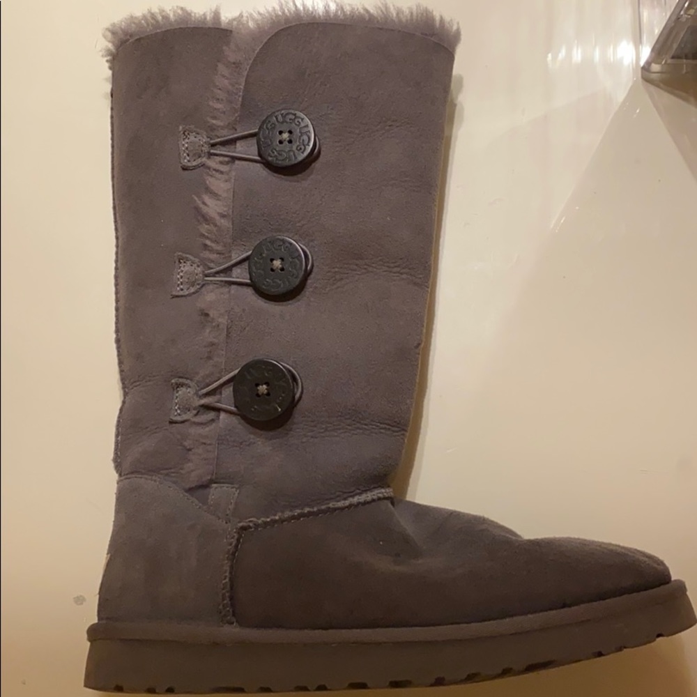 Tall Gray Bailey Button Uggs